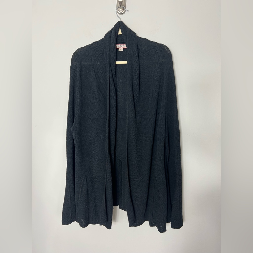 Beyond Threads Peruvian Cotton Black Open Knit Cardigan Sweater Size Xl *